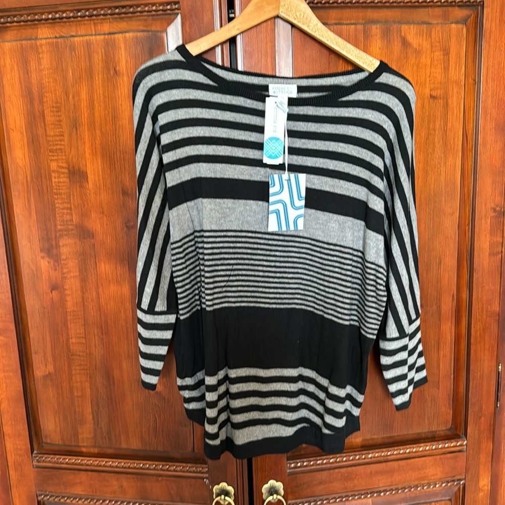 Market & Spruce Corinna Cotton Blend Variegated Stripe Dolman Pullover size L